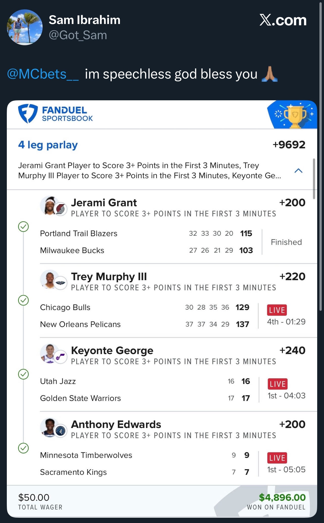 Winning slip